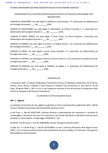 ALLEGATO DELIBERAZIONE DEL CONSIGLIO COMUNALE N. 36 del 20/07/2020  GESTIONE ASSOCIATA NUCLEO VALUTAZIONE